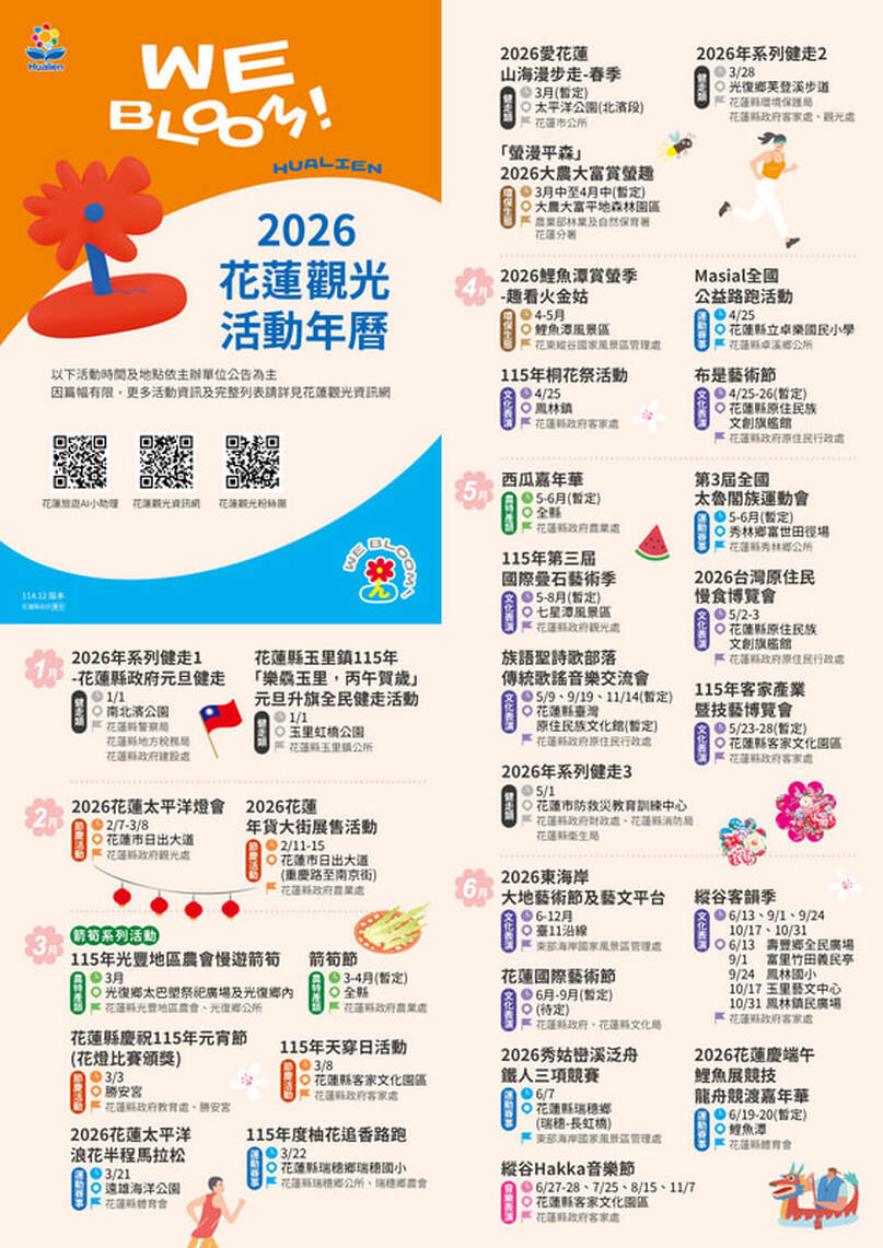 2026 花蓮觀光活動年曆